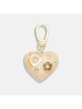 COACH HEART CHARM GOLD BLUSH SIGNATURE TEA ROSE GLITTER CRYSTALS